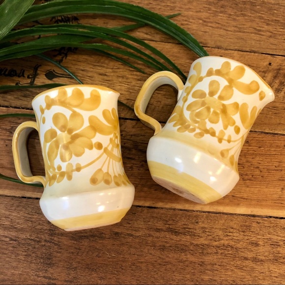 Vintage Other - Hand Painted Floral Mexican Ceramic Creamer Dishes